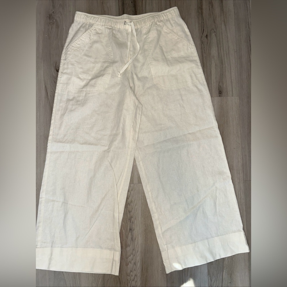 Max Studio Wide Leg Linen-Blend Trouser Pant Women's Size: large